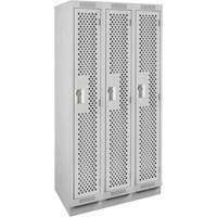 Clean Line Lockers, Bank of 3, 36" x 18" x 76", Steel, Grey, Rivet (Assembled), Perforated Rock Safety Industrial Ltd