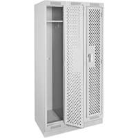 Clean Line Lockers, Bank of 3, 36" x 18" x 76", Steel, Grey, Rivet (Assembled), Perforated Rock Safety Industrial Ltd