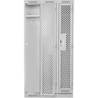 Clean Line Lockers, Bank of 3, 36" x 18" x 76", Steel, Grey, Rivet (Assembled), Perforated Rock Safety Industrial Ltd