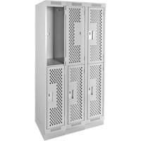 Casiers Clean Line, 2 niveaux, Bloc de 3, 36" x 18" x 76", Acier, Gris, Rivet (assembl&eacute;), Perfor&eacute; Rock Safety Industrial Ltd