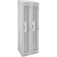 Clean Line Lockers, Bank of 2, 24" x 15" x 78", Steel, Grey, Rivet (Assembled), Perforated Rock Safety Industrial Ltd