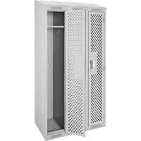 Clean Line Lockers, Bank of 3, 36" x 15" x 78", Steel, Grey, Rivet (Assembled), Perforated Rock Safety Industrial Ltd