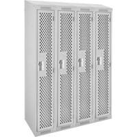 Clean Line Lockers, Bank of 4, 48" x 15" x 78", Steel, Grey, Rivet (Assembled), Perforated Rock Safety Industrial Ltd
