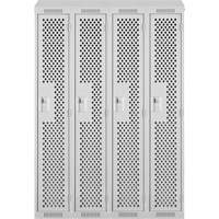 Clean Line Lockers, Bank of 4, 48" x 15" x 78", Steel, Grey, Rivet (Assembled), Perforated Rock Safety Industrial Ltd