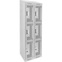 Casiers Clean Line, 3 niveaux, Bloc de 2, 24" x 18" x 78", Acier, Gris, Rivet (assembl&eacute;), Perfor&eacute; Rock Safety Industrial Ltd