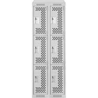 Casiers Clean Line, 3 niveaux, Bloc de 2, 24" x 18" x 78", Acier, Gris, Rivet (assembl&eacute;), Perfor&eacute; Rock Safety Industrial Ltd