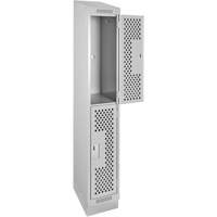 Casiers Clean Line, 2 niveaux, 12" x 15" x 82", Acier, Gris, Rivet (assembl&eacute;), Perfor&eacute; Rock Safety Industrial Ltd