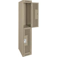 Clean Line Lockers, 2 -tier, 12" x 12" x 72", Steel, Beige, Rivet (Assembled), Perforated Rock Safety Industrial Ltd