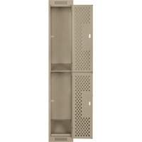 Clean Line Lockers, 2 -tier, 12" x 12" x 72", Steel, Beige, Rivet (Assembled), Perforated Rock Safety Industrial Ltd