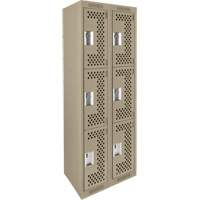 Casiers Clean Line, 3 niveaux, Bloc de 2, 24" x 12" x 72", Acier, Beige, Rivet (assembl&eacute;), Perfor&eacute; Rock Safety Industrial Ltd