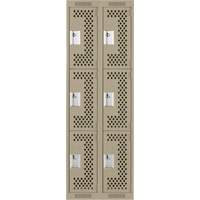 Casiers Clean Line, 3 niveaux, Bloc de 2, 24" x 12" x 72", Acier, Beige, Rivet (assembl&eacute;), Perfor&eacute; Rock Safety Industrial Ltd