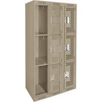 Casiers Clean Line, 3 niveaux, Bloc de 3, 36" x 12" x 72", Acier, Beige, Rivet (assembl&eacute;), Perfor&eacute; Rock Safety Industrial Ltd