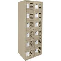 Assembled Lockerettes Clean Line Perforated Economy Lockers, 6 -tier, Bank of 2, 18" x 72" x 12", Steel Rock Safety Industrial Ltd