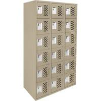 Assembled Lockerettes Clean Line Perforated Economy Lockers, 6 -tier, Bank of 3, 18" x 72" x 12", Steel Rock Safety Industrial Ltd