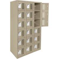 Assembled Lockerettes Clean Line Perforated Economy Lockers, 6 -tier, Bank of 3, 18" x 72" x 12", Steel Rock Safety Industrial Ltd