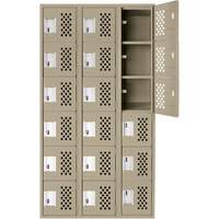 Assembled Lockerettes Clean Line Perforated Economy Lockers, 6 -tier, Bank of 3, 18" x 72" x 12", Steel Rock Safety Industrial Ltd