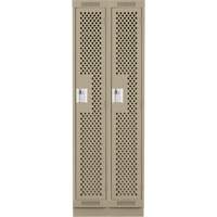 Clean Line Lockers, Bank of 2, 24" x 18" x 76", Steel, Beige, Rivet (Assembled), Perforated Rock Safety Industrial Ltd