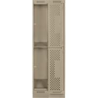 Clean Line Lockers, 2 -tier, Bank of 2, 24" x 18" x 76", Steel, Beige, Rivet (Assembled), Perforated Rock Safety Industrial Ltd