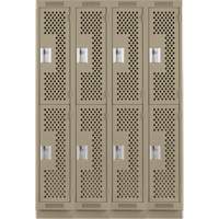 Casiers Clean Line, 2 niveaux, Bloc de 4, 48" x 18" x 76", Acier, Beige, Rivet (assembl&eacute;), Perfor&eacute; Rock Safety Industrial Ltd