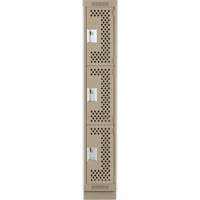 Casiers Clean Line, 3 niveaux, 12" x 12" x 76", Acier, Beige, Rivet (assembl&eacute;), Perfor&eacute; Rock Safety Industrial Ltd