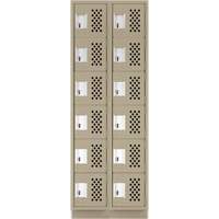 Assembled Lockerettes Clean Line Perforated Economy Lockers, 6 -tier, Bank of 2, 18" x 72" x 12", Steel Rock Safety Industrial Ltd