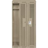 Clean Line Lockers, Bank of 3, 36" x 15" x 78", Steel, Beige, Rivet (Assembled), Perforated Rock Safety Industrial Ltd