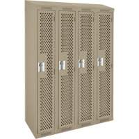 Clean Line Lockers, Bank of 4, 48" x 15" x 78", Steel, Beige, Rivet (Assembled), Perforated Rock Safety Industrial Ltd