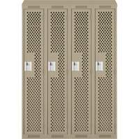 Clean Line Lockers, Bank of 4, 48" x 15" x 78", Steel, Beige, Rivet (Assembled), Perforated Rock Safety Industrial Ltd