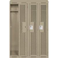 Clean Line Lockers, Bank of 4, 48" x 15" x 78", Steel, Beige, Rivet (Assembled), Perforated Rock Safety Industrial Ltd