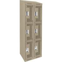 Casiers Clean Line, 3 niveaux, Bloc de 2, 24" x 18" x 78", Acier, Beige, Rivet (assembl&eacute;), Perfor&eacute; Rock Safety Industrial Ltd