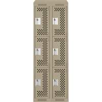 Casiers Clean Line, 3 niveaux, Bloc de 2, 24" x 18" x 78", Acier, Beige, Rivet (assembl&eacute;), Perfor&eacute; Rock Safety Industrial Ltd