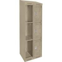 Casiers Clean Line, 3 niveaux, Bloc de 2, 24" x 18" x 78", Acier, Beige, Rivet (assembl&eacute;), Perfor&eacute; Rock Safety Industrial Ltd
