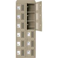 Clean-Line Perforated Lockerette, 6 -tier, Bank of 2, 15" x 72" x 12", Steel Rock Safety Industrial Ltd