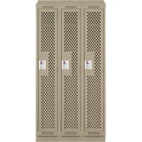 Clean Line Lockers, Bank of 3, 36" x 18" x 82", Steel, Beige, Rivet (Assembled), Perforated Rock Safety Industrial Ltd