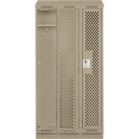 Clean Line Lockers, Bank of 3, 36" x 18" x 82", Steel, Beige, Rivet (Assembled), Perforated Rock Safety Industrial Ltd