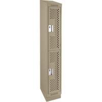 Casiers Clean Line, 2 niveaux, 12" x 15" x 82", Acier, Beige, Rivet (assembl&eacute;), Perfor&eacute; Rock Safety Industrial Ltd