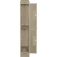 Casiers Clean Line, 2 niveaux, 12" x 15" x 82", Acier, Beige, Rivet (assembl&eacute;), Perfor&eacute; Rock Safety Industrial Ltd