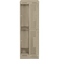Clean Line Lockers, 2 -tier, Bank of 2, 24" x 15" x 82", Steel, Beige, Rivet (Assembled), Perforated Rock Safety Industrial Ltd