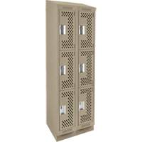 Casiers Clean Line, 3 niveaux, Bloc de 2, 24" x 18" x 82", Acier, Beige, Rivet (assembl&eacute;), Perfor&eacute; Rock Safety Industrial Ltd