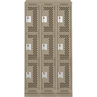 Casiers Clean Line, 3 niveaux, Bloc de 3, 36" x 18" x 82", Acier, Beige, Rivet (assembl&eacute;), Perfor&eacute; Rock Safety Industrial Ltd