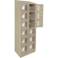 Assembled Lockerettes Clean Line Perforated Economy Lockers, 6 -tier, Bank of 2, 18" x 72" x 12", Steel Rock Safety Industrial Ltd