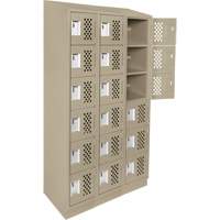 Assembled Lockerettes Clean Line Perforated Economy Lockers, 6 -tier, Bank of 3, 18" x 72" x 12", Steel Rock Safety Industrial Ltd