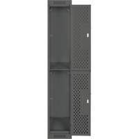 Clean Line Lockers, 2 -tier, 12" x 12" x 72", Steel, Charcoal, Rivet (Assembled), Perforated Rock Safety Industrial Ltd