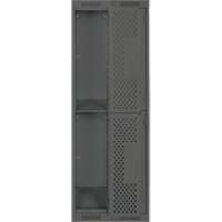 Clean Line Lockers, 2 -tier, Bank of 2, 24" x 12" x 72", Steel, Charcoal, Rivet (Assembled), Perforated Rock Safety Industrial Ltd