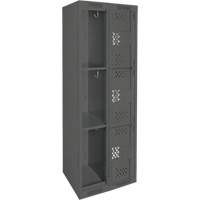 Clean Line Lockers, 3 -tier, Bank of 2, 24" x 12" x 72", Steel, Charcoal, Rivet (Assembled), Perforated Rock Safety Industrial Ltd