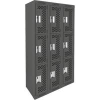 Casiers Clean Line, 3 niveaux, Bloc de 3, 36" x 12" x 72", Acier, Charbon, Rivet (assembl&eacute;), Perfor&eacute; Rock Safety Industrial Ltd