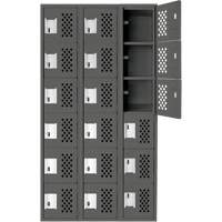 Assembled Lockerettes Clean Line Perforated Economy Lockers, 6 -tier, Bank of 3, 18" x 72" x 12", Steel Rock Safety Industrial Ltd