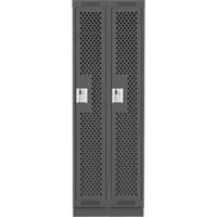 Clean Line Lockers, Bank of 2, 24" x 18" x 76", Steel, Charcoal, Rivet (Assembled), Perforated Rock Safety Industrial Ltd