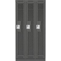 Casiers Clean Line, Bloc de 3, 36" x 18" x 76", Acier, Charbon, Rivet (assembl&eacute;), Perfor&eacute; Rock Safety Industrial Ltd