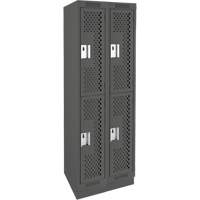 Casiers Clean Line, 2 niveaux, Bloc de 2, 24" x 18" x 76", Acier, Charbon, Rivet (assembl&eacute;), Perfor&eacute; Rock Safety Industrial Ltd